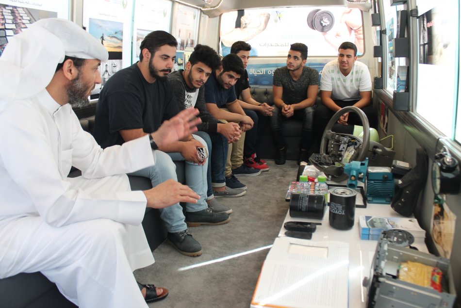 “Bader” Bus visits AAU –Abu Dhabi Campus- for Awareness about the Dangers of Drugs 